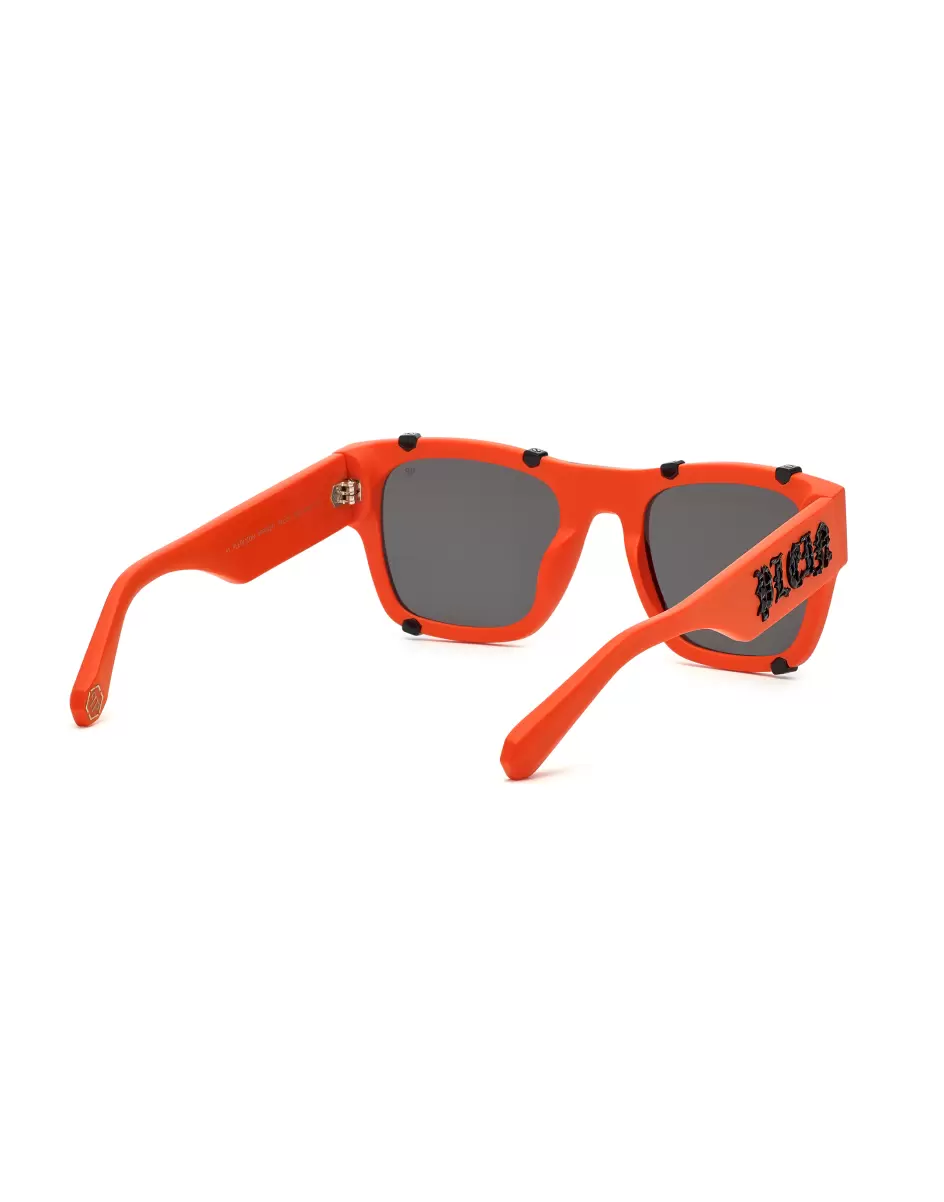 Philipp Plein Dark Orange Herren Sunglasses Square Plein Icon Hexagon Produktzertifizierung Sonnenbrillen - 1