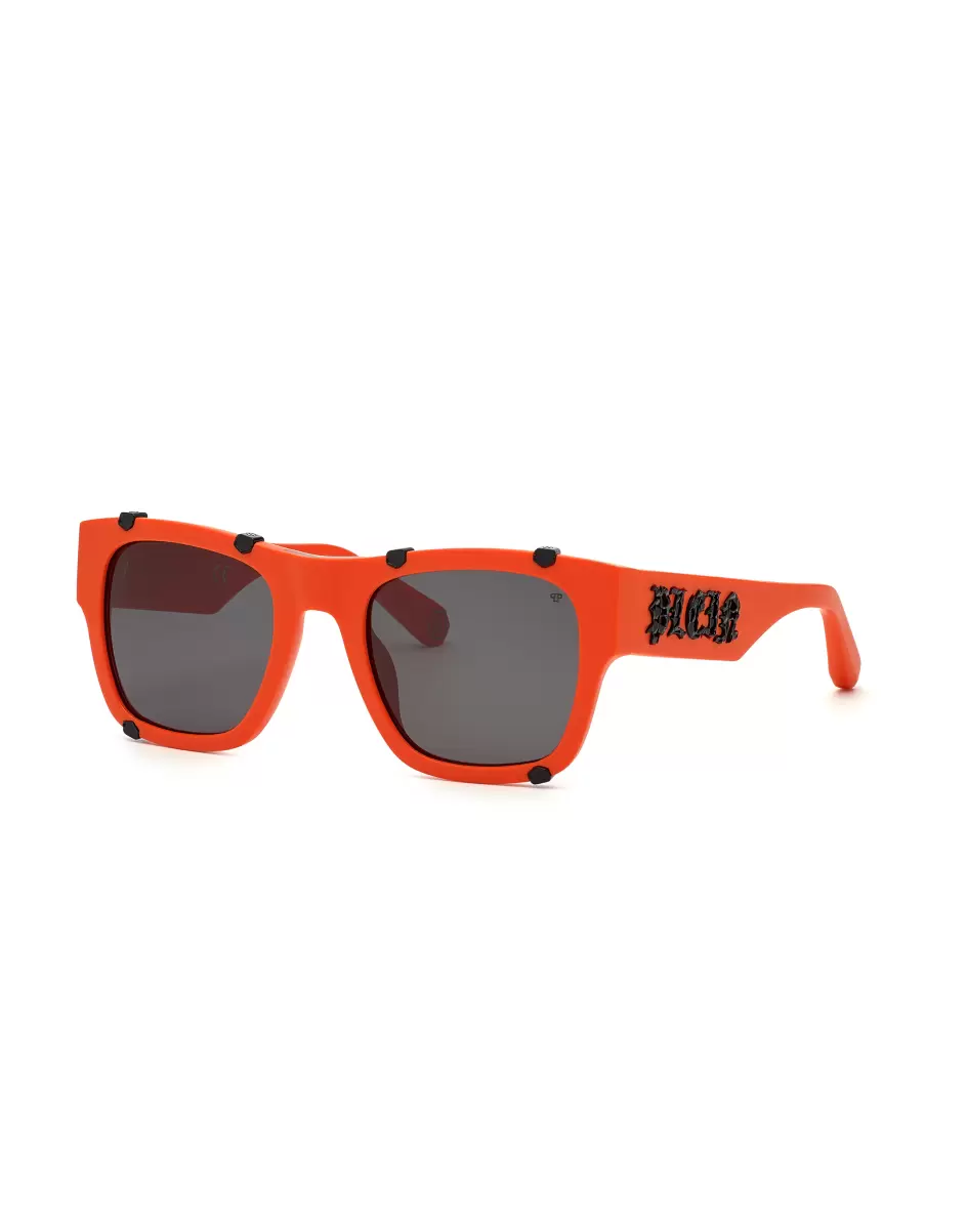 Philipp Plein Dark Orange Herren Sunglasses Square Plein Icon Hexagon Produktzertifizierung Sonnenbrillen - 2