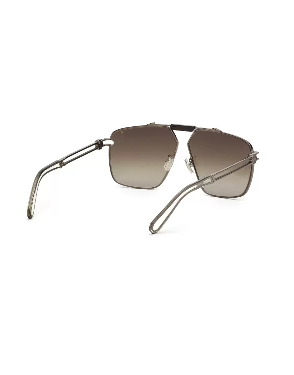 Sunglasses Aviator Silver Plein Seventies Herren Sonnenbrillen Philipp Plein Haltbarkeit Gun Metal - 1