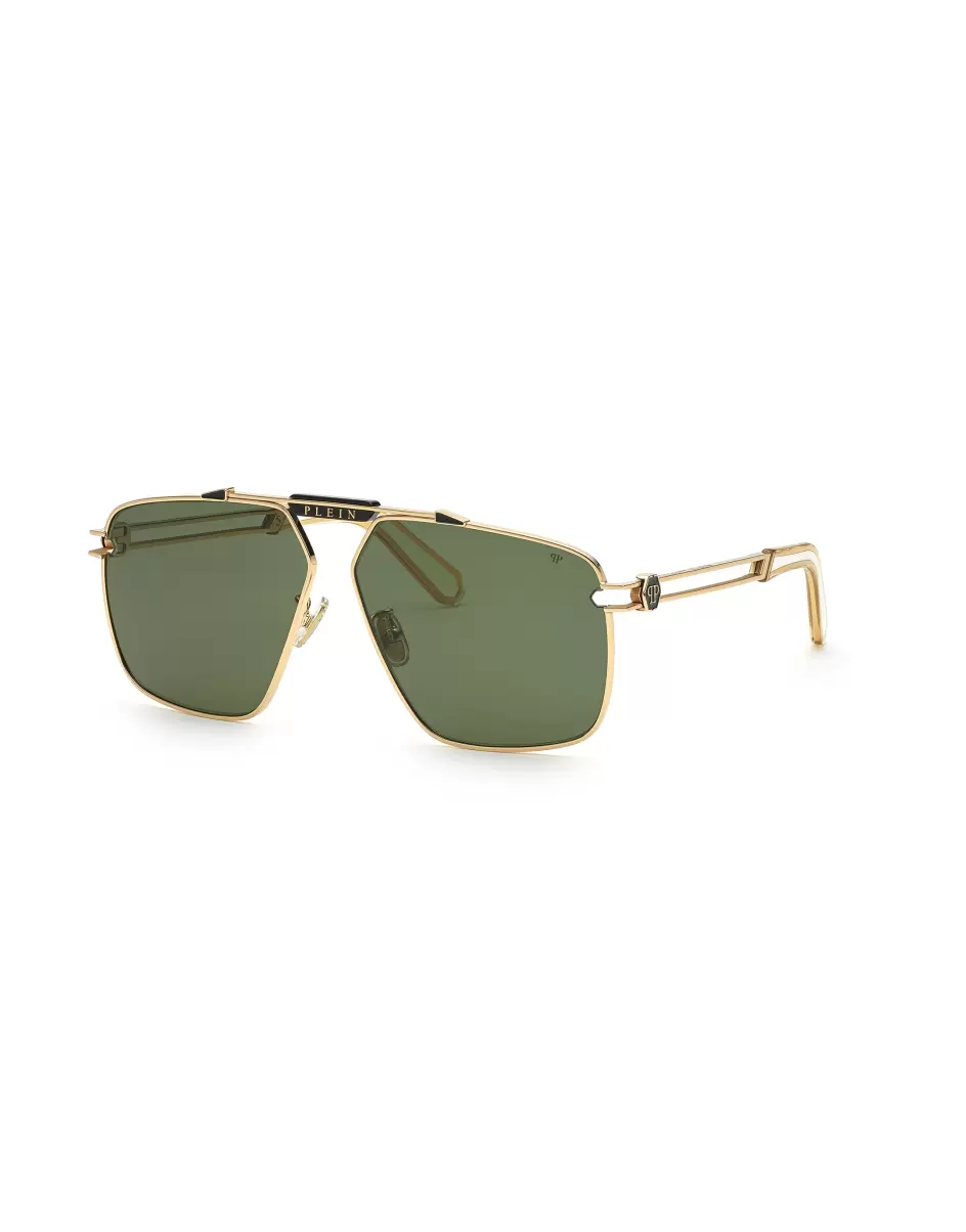 Philipp Plein Leistung Sonnenbrillen Herren Sunglasses Aviator Silver Plein Seventies Pink/Gold - 2