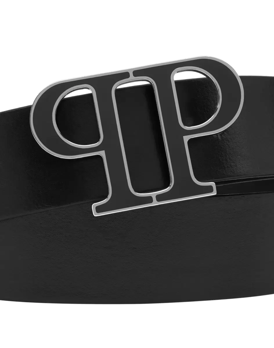 Gürtel Leather Belt Philipp Plein Tm Herren Verbraucher Black/Nickel - 1