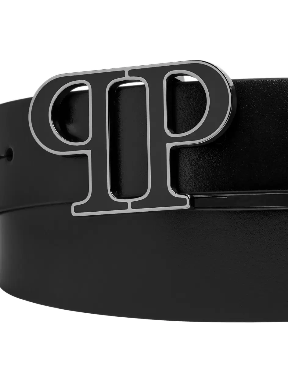 Gürtel Leather Belt Philipp Plein Tm Black/Black Nickel Herren Das Günstigste - 1