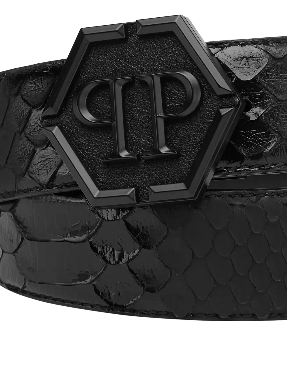 Philipp Plein Python Leather Belt Gürtel Black Qualität Herren - 1