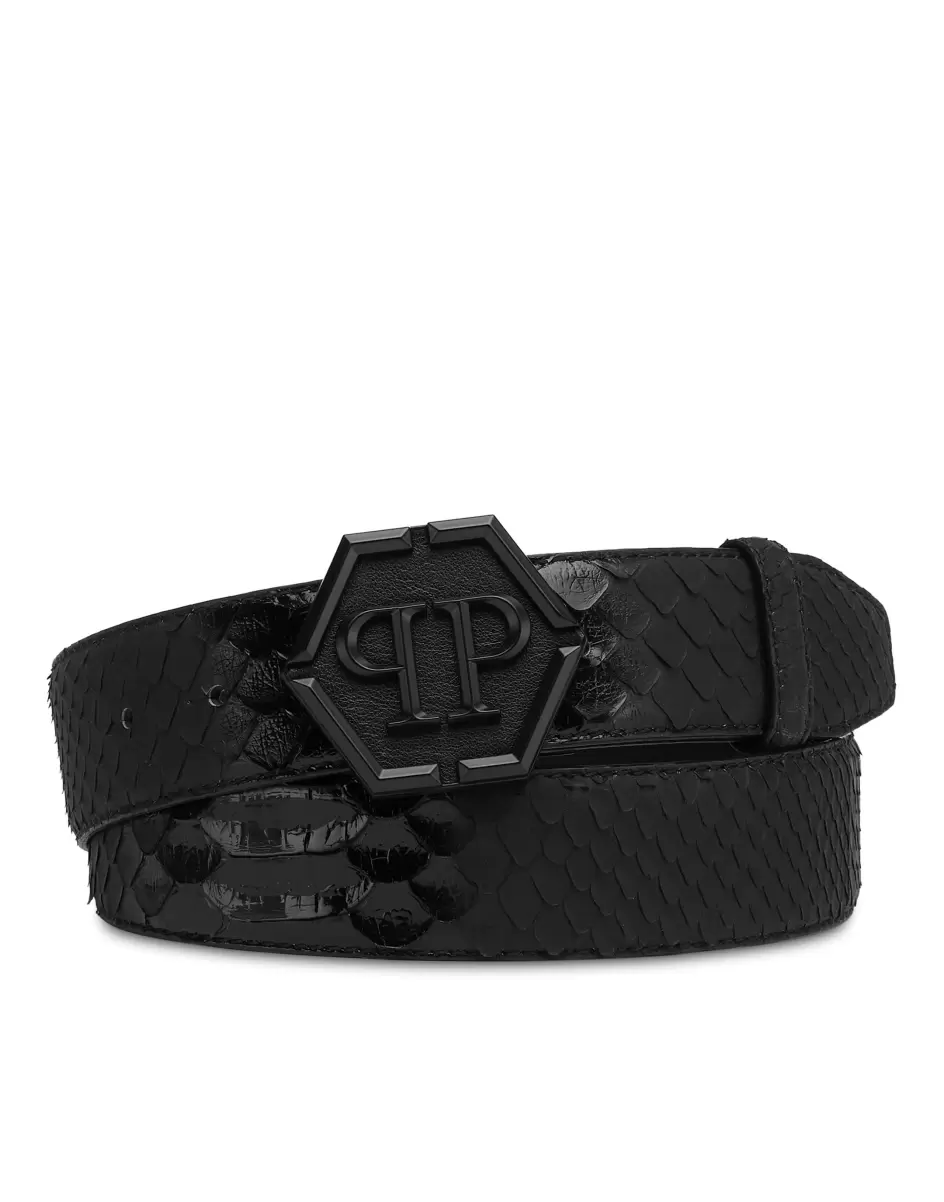 Philipp Plein Python Leather Belt Gürtel Black Qualität Herren - 2