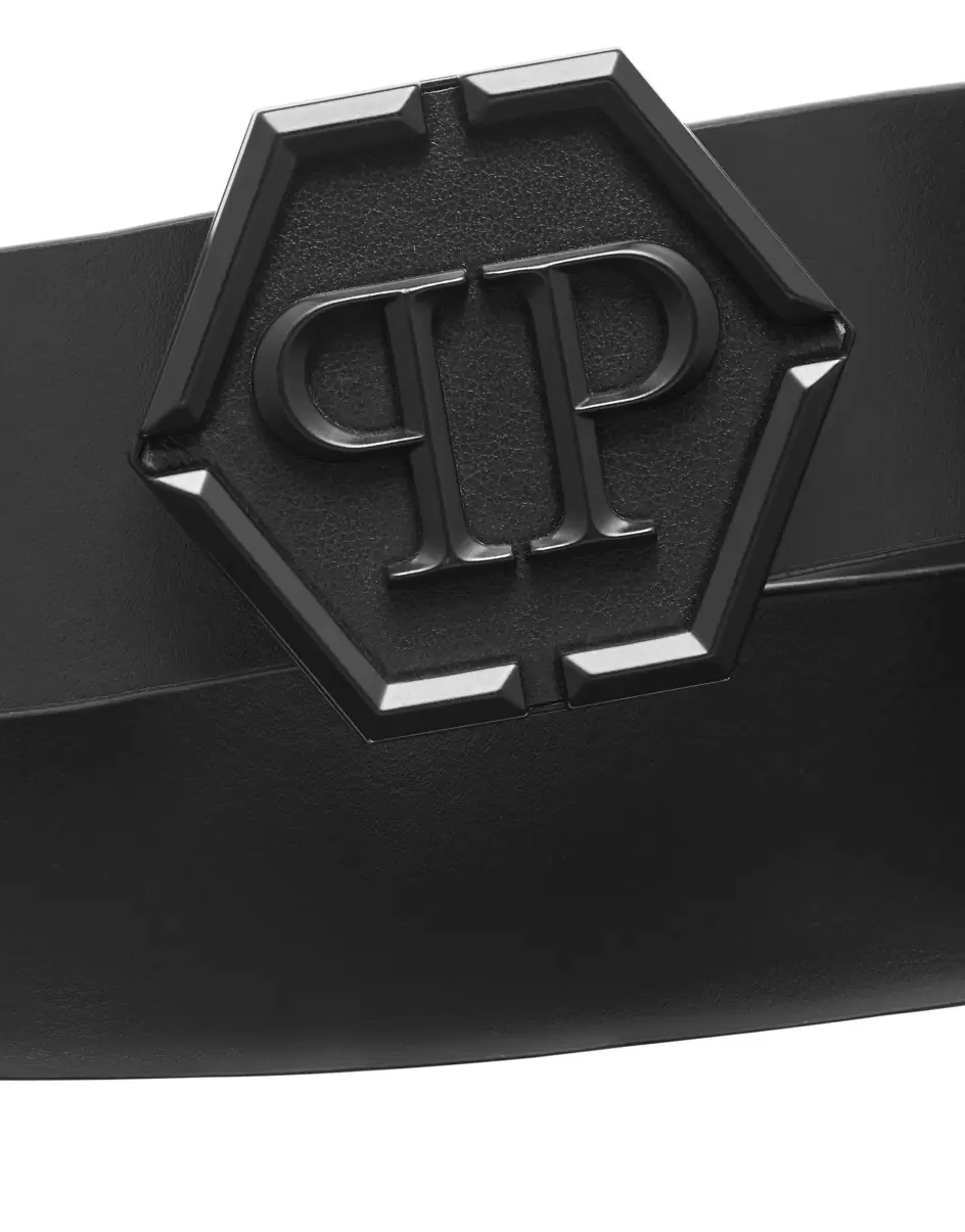 Philipp Plein Gürtel Leather Belt Hexagon Verkaufen Black/Black Matt Herren - 1