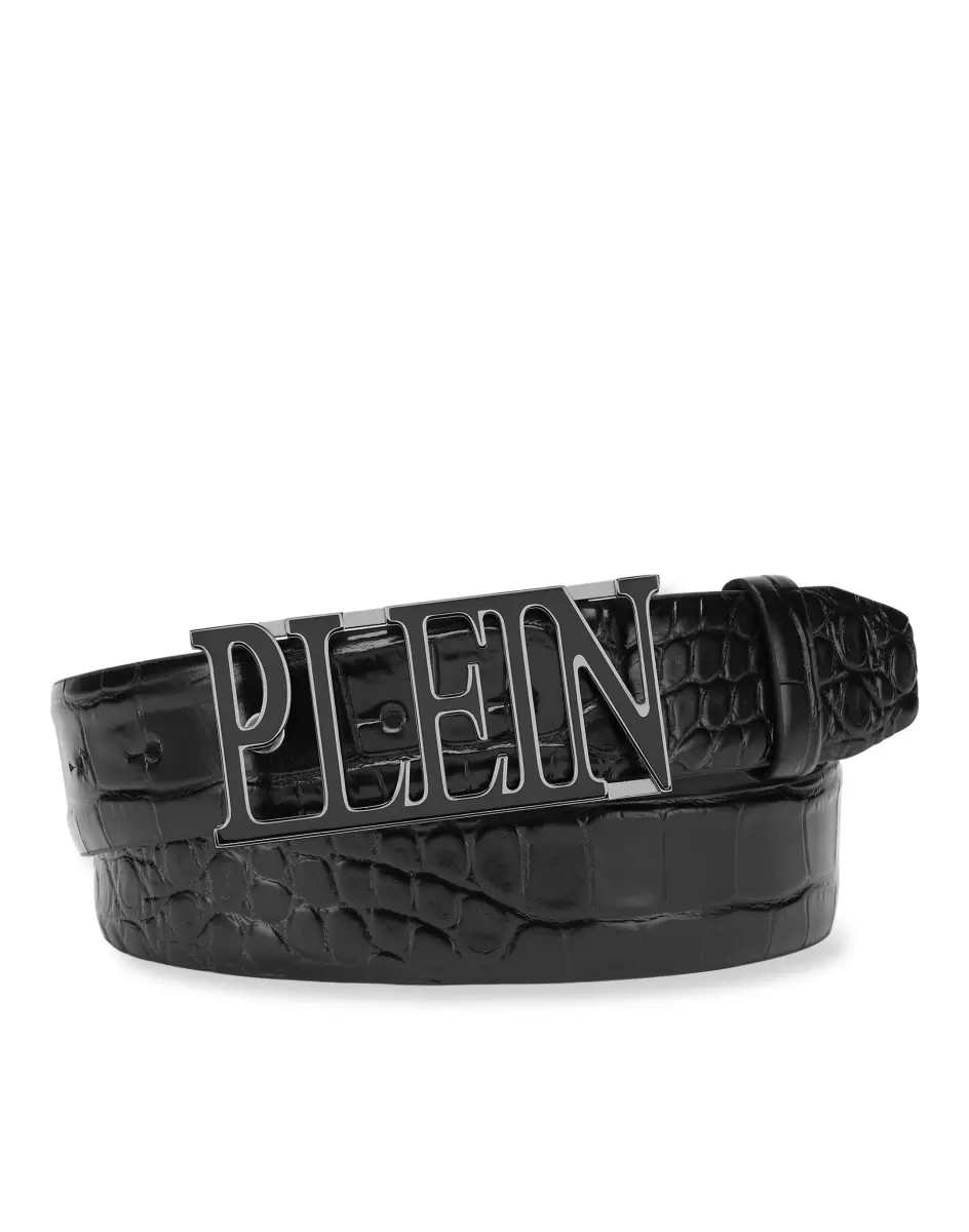 Gürtel Leather Belt Philipp Plein Tm Qualität Herren Black/Black Nickel - 2