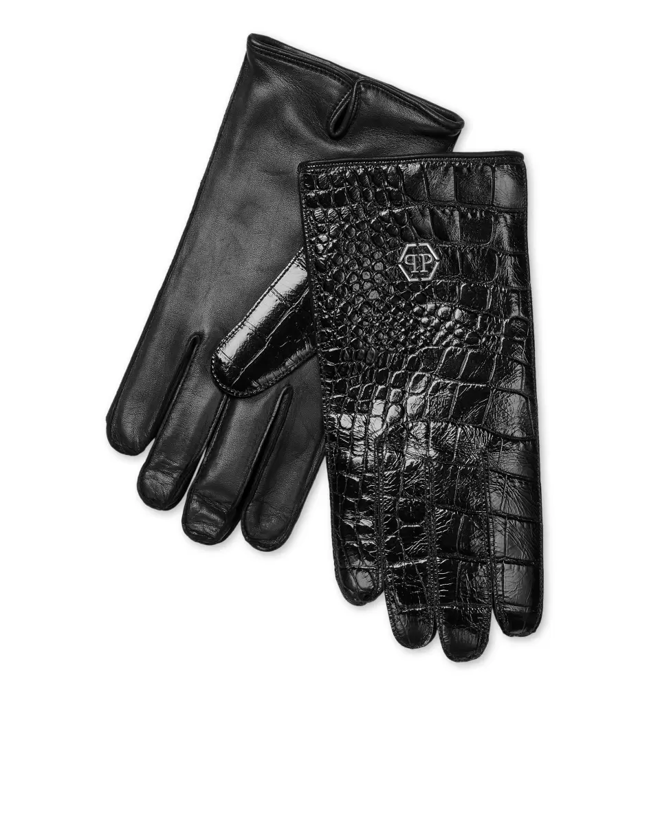 Handschuhe Innovation Herren Mid-Gloves Hexagon Philipp Plein Black