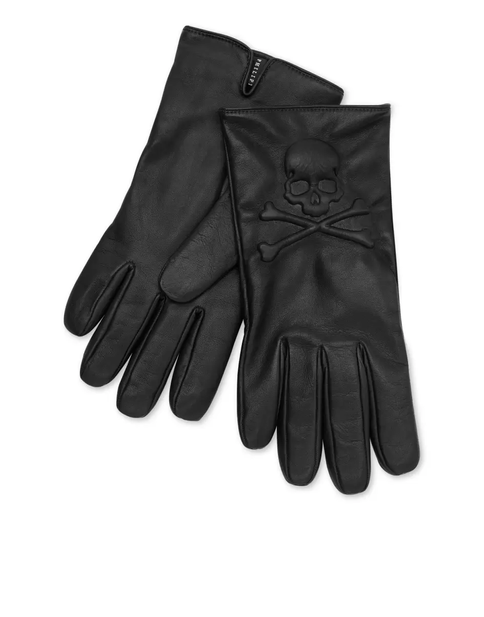 Black Rabatt Herren Mid-Gloves Skull Handschuhe Philipp Plein