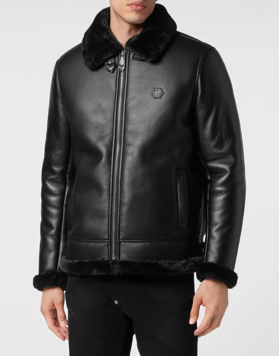 Philipp Plein Eco Shearling Jacket Oberbekleidung Damen Black Billig - 1