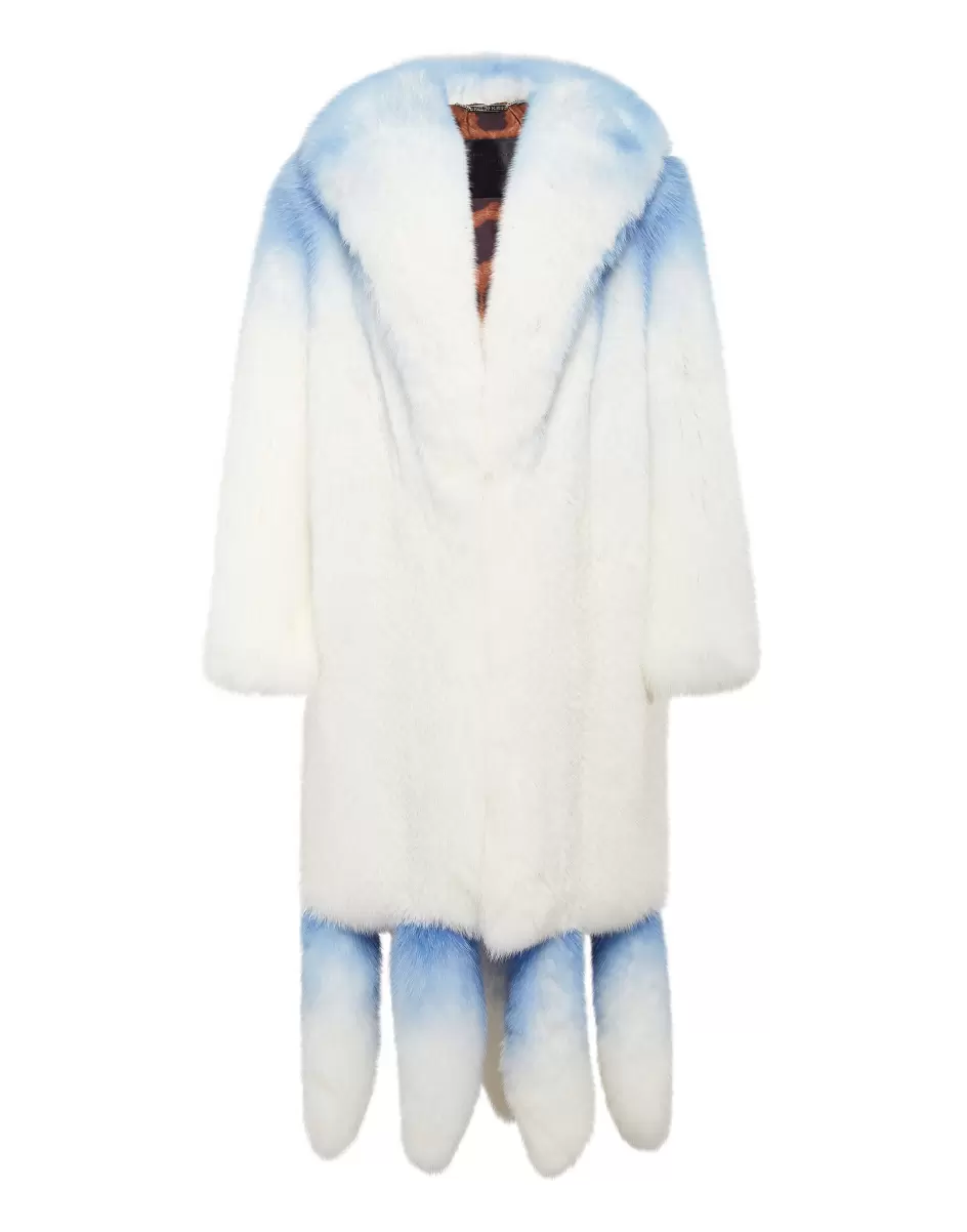 Long Silver Fox Coat Oberbekleidung Zuverlässigkeit Multicolor Philipp Plein Damen