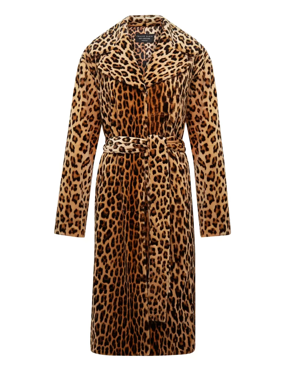 Damen Leopard Intarsia Mink Coat Oberbekleidung Rabattcode Philipp Plein Leopard