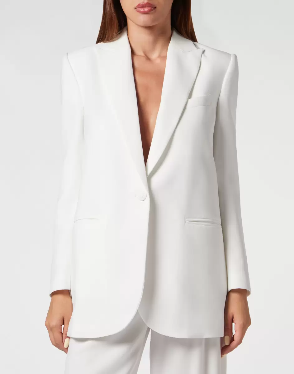 Oberbekleidung Damen White Qualität Philipp Plein Cady Shoulder Padded Oversize Jacket - 1