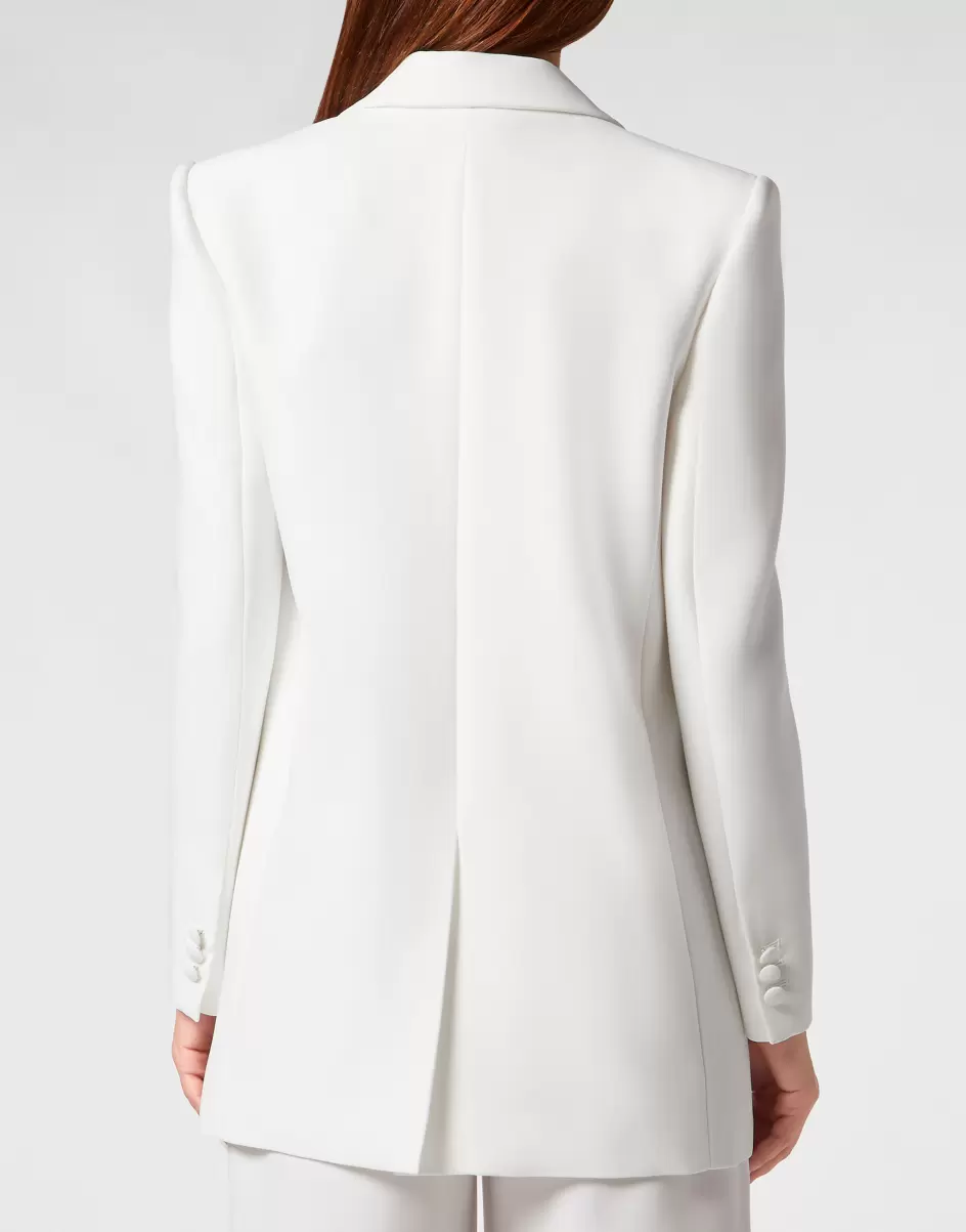 Oberbekleidung Damen White Qualität Philipp Plein Cady Shoulder Padded Oversize Jacket - 2