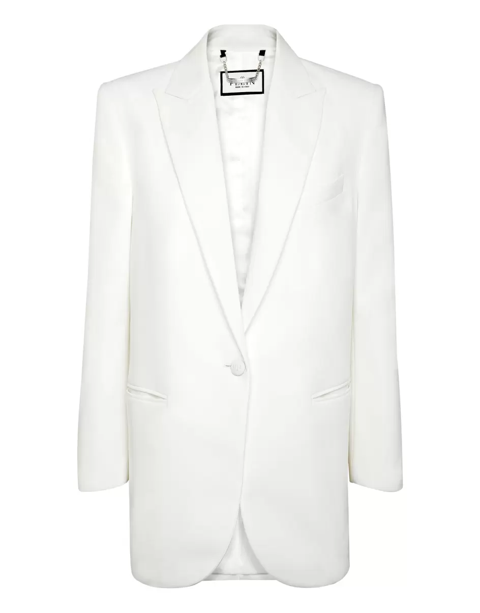 Oberbekleidung Damen White Qualität Philipp Plein Cady Shoulder Padded Oversize Jacket