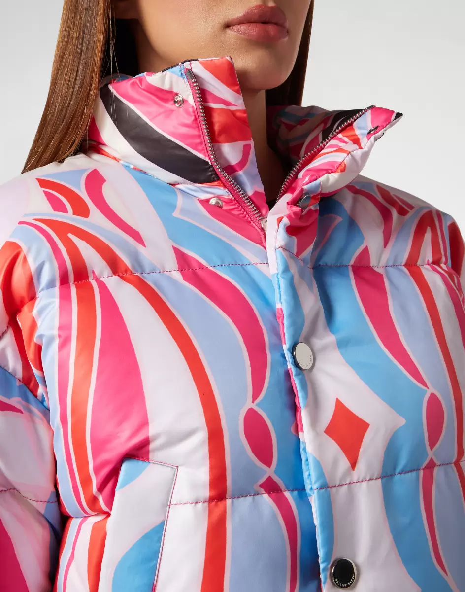 Innovation Fuxia Oberbekleidung Damen Puffer Nylon Jacket Colorful Circus Philipp Plein - 4