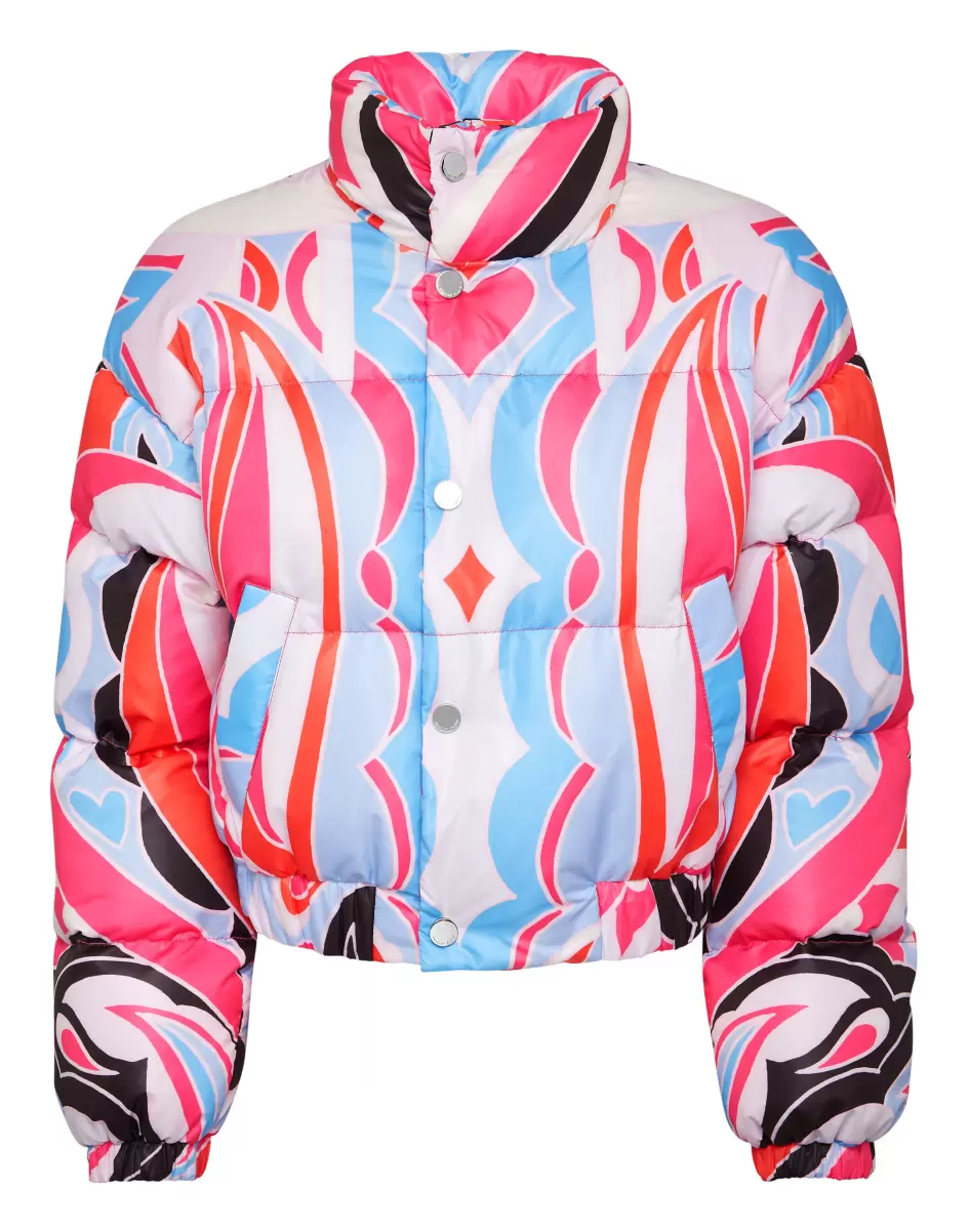 Innovation Fuxia Oberbekleidung Damen Puffer Nylon Jacket Colorful Circus Philipp Plein