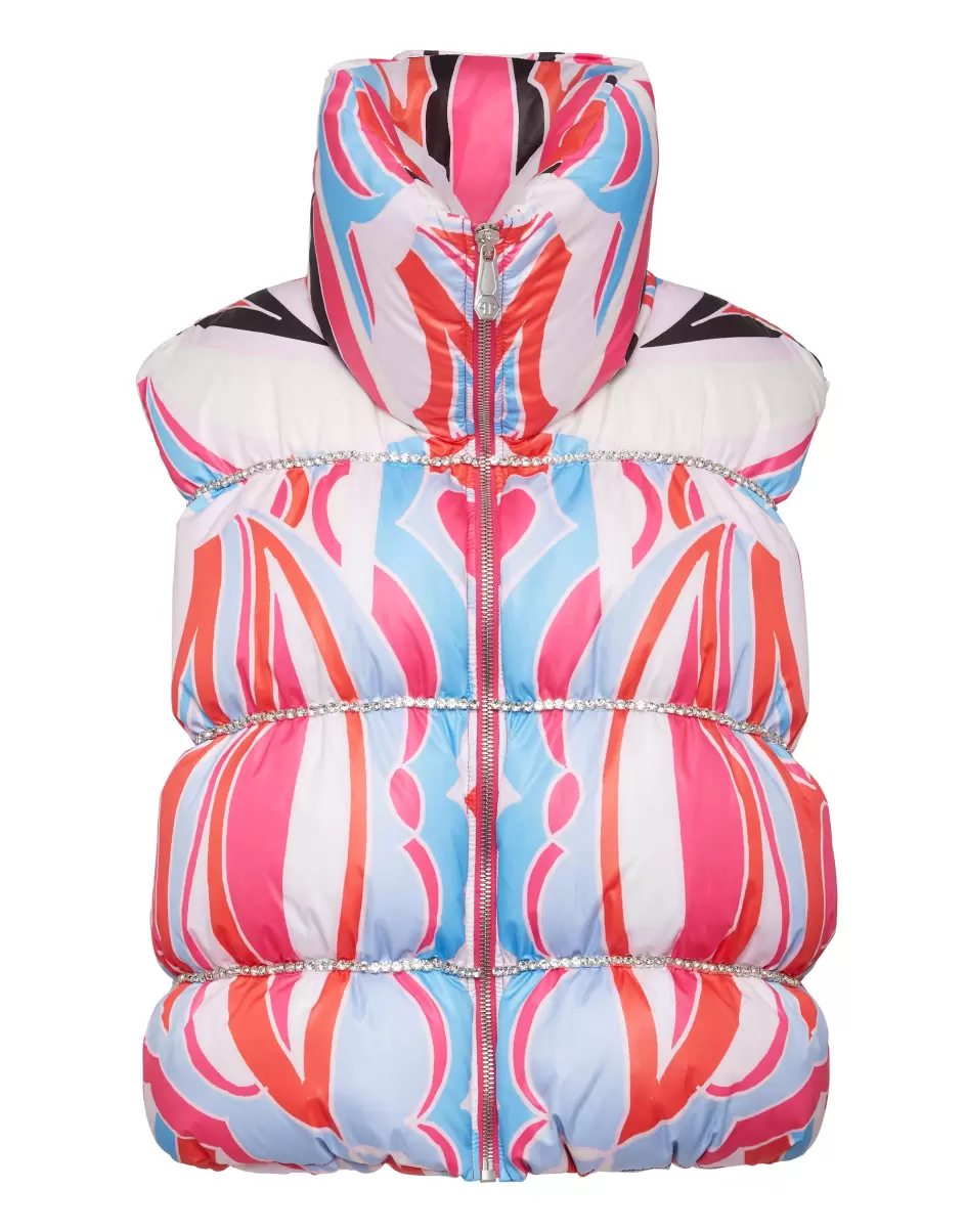 Philipp Plein Reduzierter Preis Fuxia Nylon Vest Colorful Circus Oberbekleidung Damen