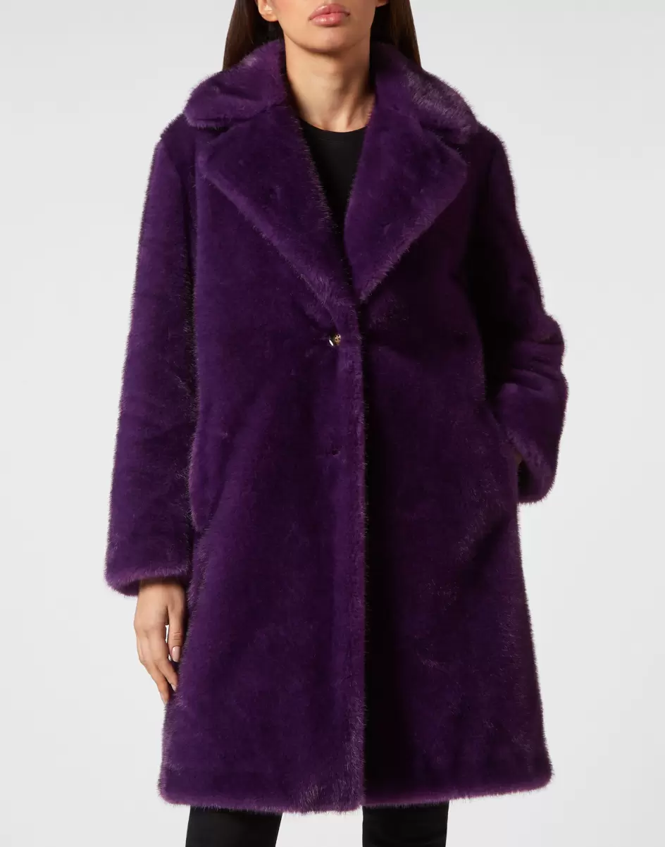Damen Oberbekleidung Philipp Plein Eco Mink Coat Basic Purple Ergonomie - 1