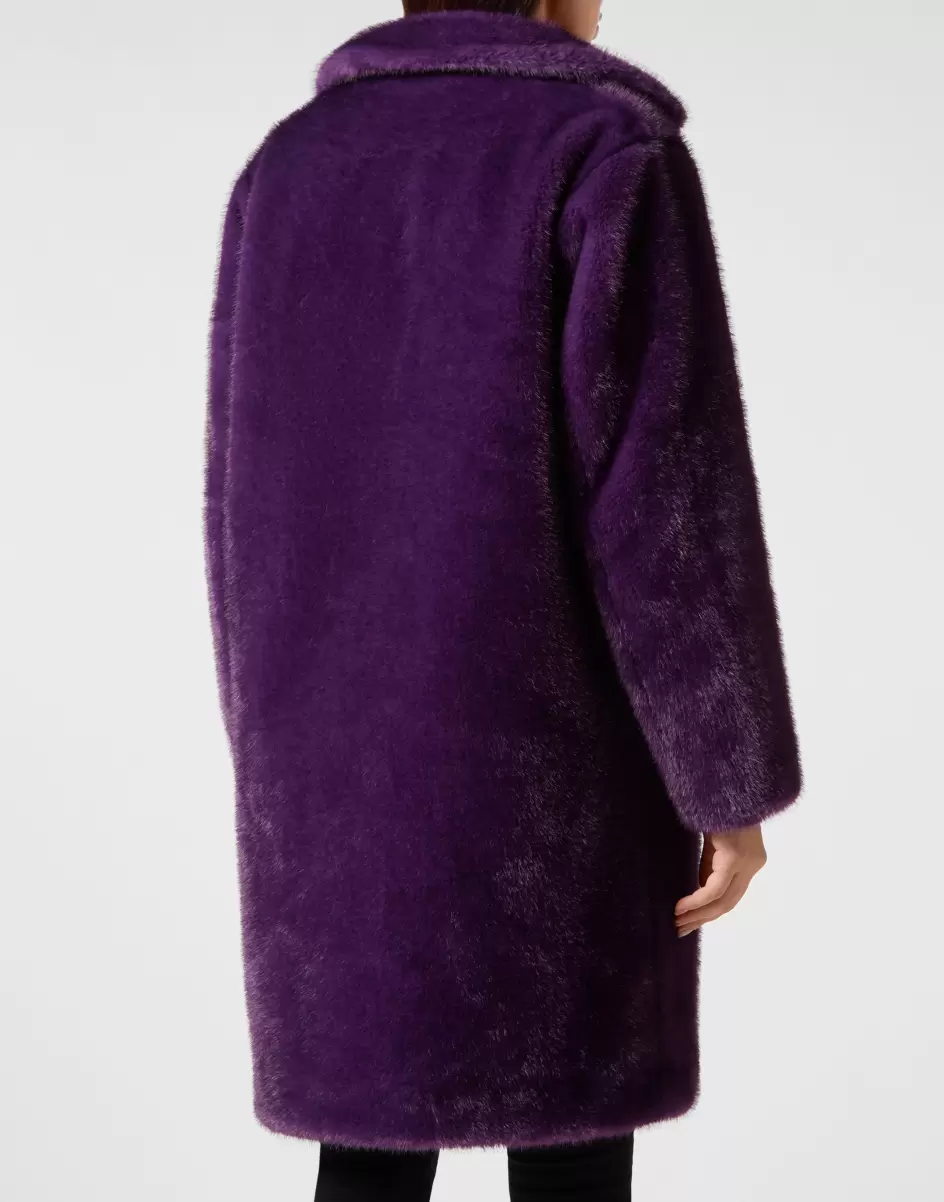 Damen Oberbekleidung Philipp Plein Eco Mink Coat Basic Purple Ergonomie - 2