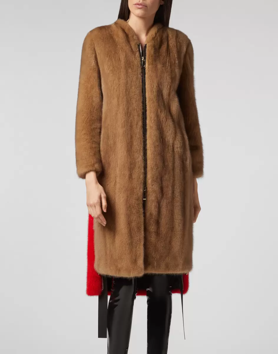 Fur Coat Long Luxury Beige Pelz & Mäntel Verpackung Philipp Plein Damen - 1