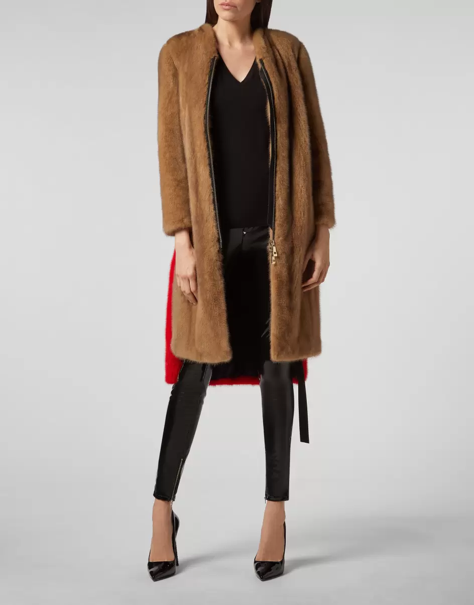 Fur Coat Long Luxury Beige Pelz & Mäntel Verpackung Philipp Plein Damen - 3