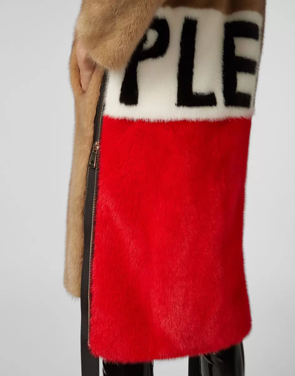 Fur Coat Long Luxury Beige Pelz & Mäntel Verpackung Philipp Plein Damen - 4