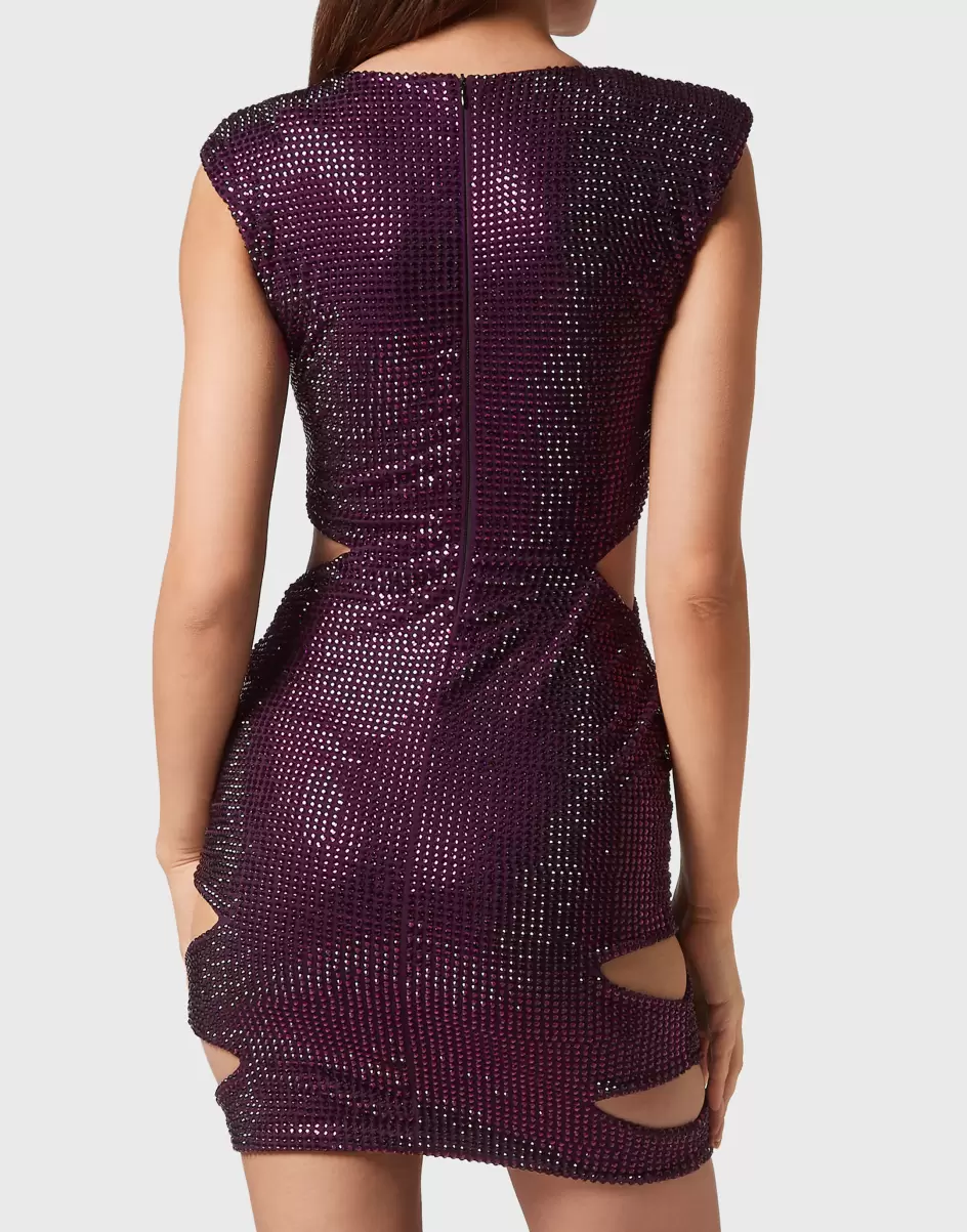 2024 Kleider Purple Damen Mini Dress Crystal Philipp Plein - 2