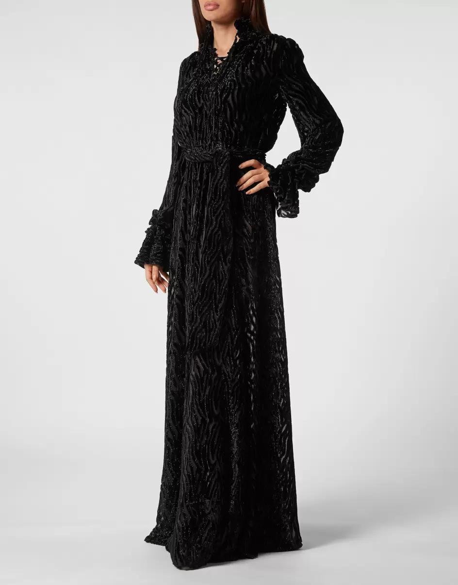 Rabattaktion Philipp Plein Damen Chiffon Gipsy Dress Black Kleider - 1