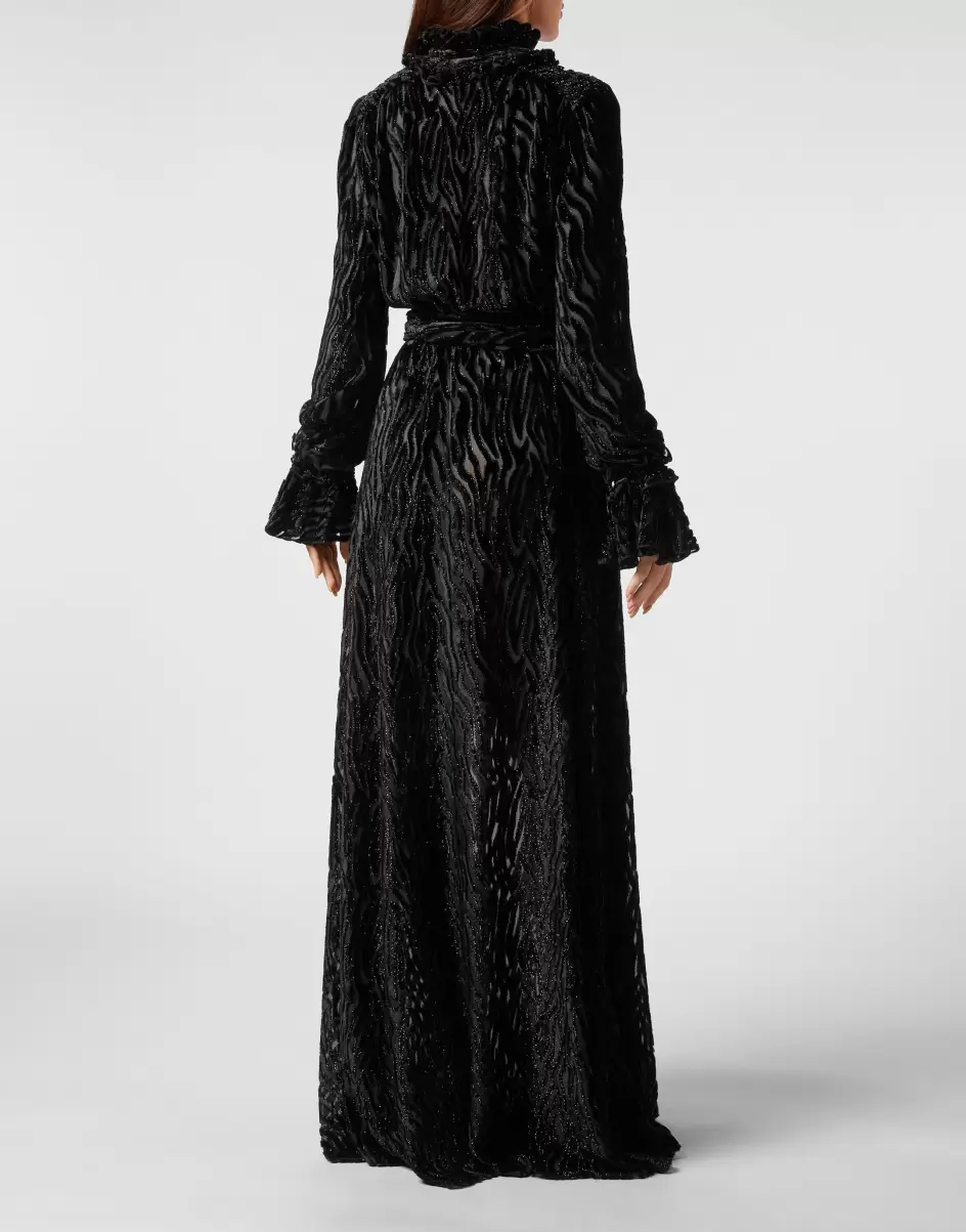 Rabattaktion Philipp Plein Damen Chiffon Gipsy Dress Black Kleider - 2