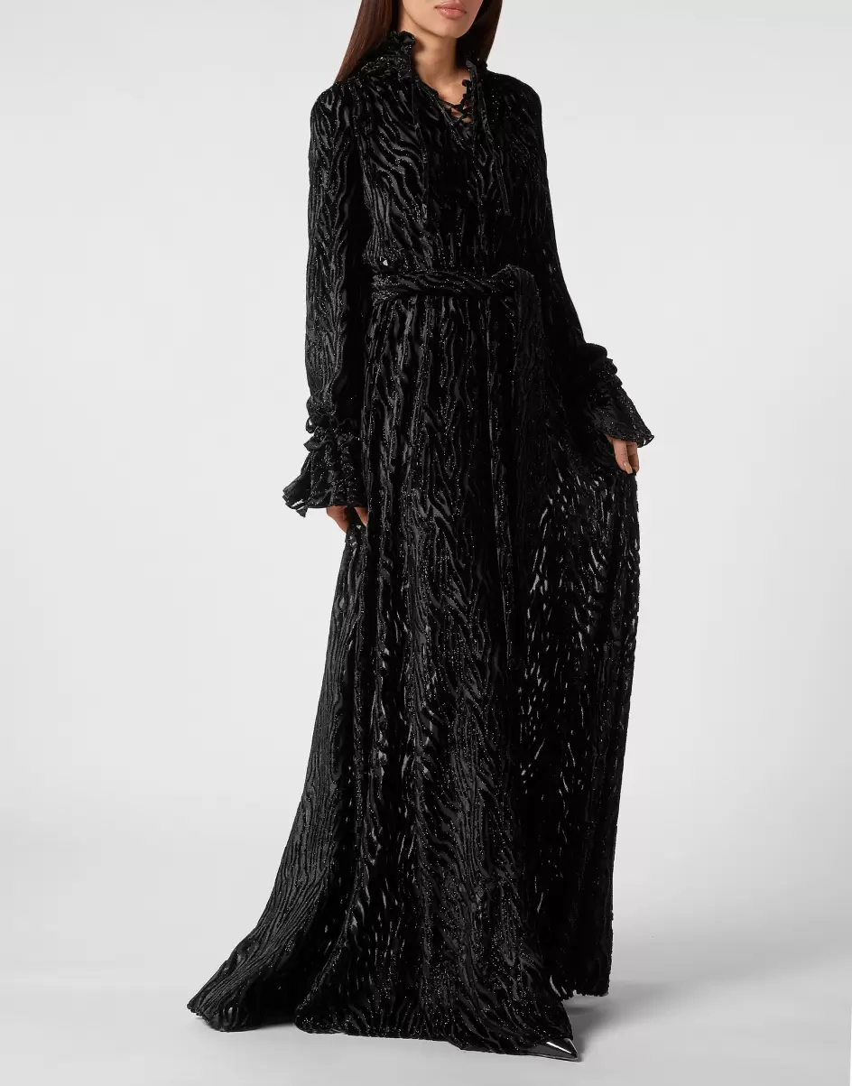 Rabattaktion Philipp Plein Damen Chiffon Gipsy Dress Black Kleider - 3