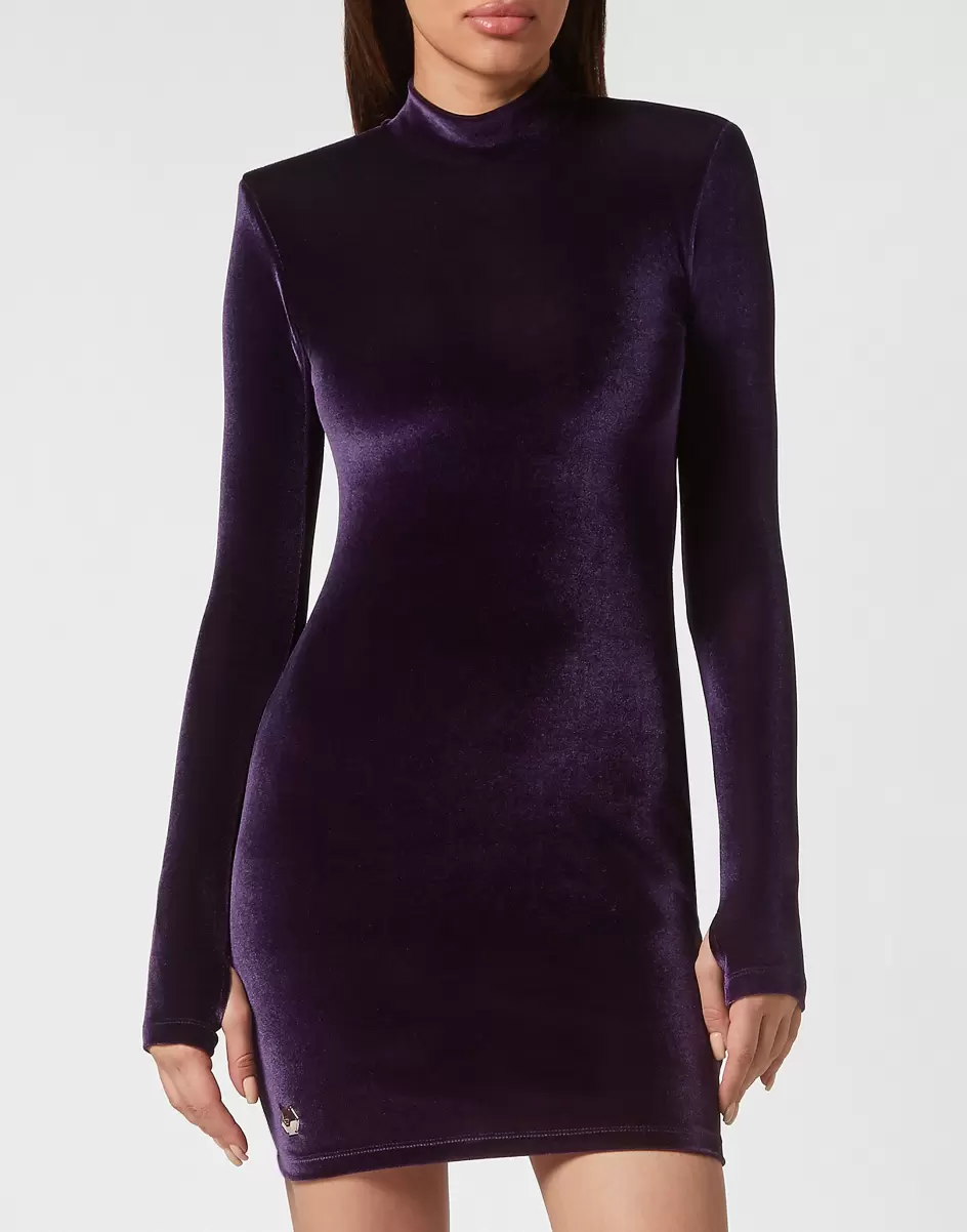 Qualität Kleider Philipp Plein Purple Damen Mini Dress Ls Basic - 1