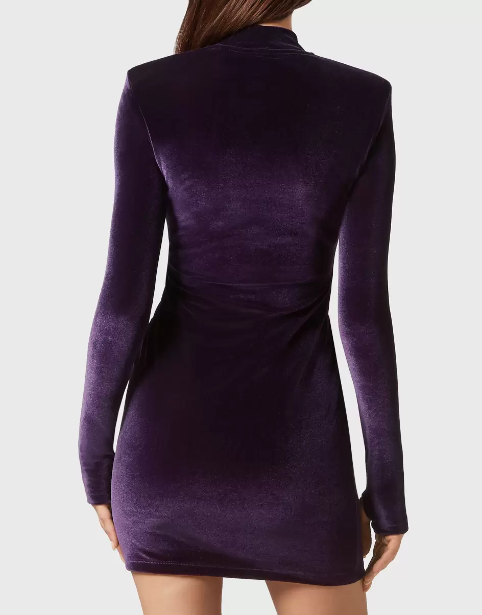 Qualität Kleider Philipp Plein Purple Damen Mini Dress Ls Basic - 2