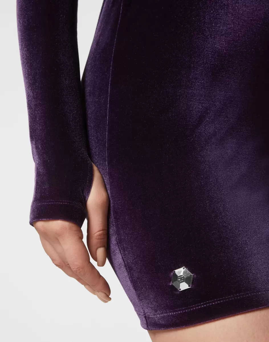 Qualität Kleider Philipp Plein Purple Damen Mini Dress Ls Basic - 4