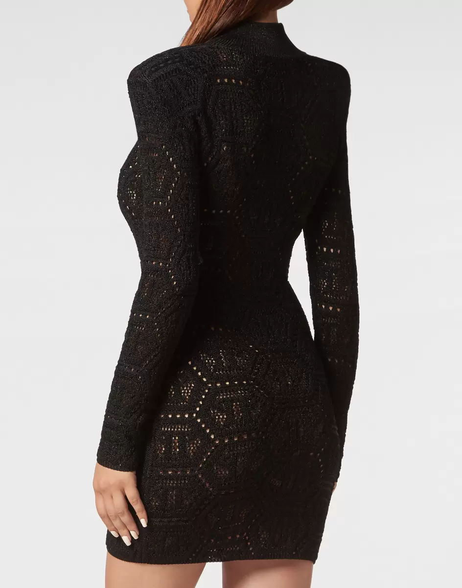 Rabattberechtigung Lurex Padded Shoulder Mini Dress Hexagon Damen Black Philipp Plein Kleider - 2