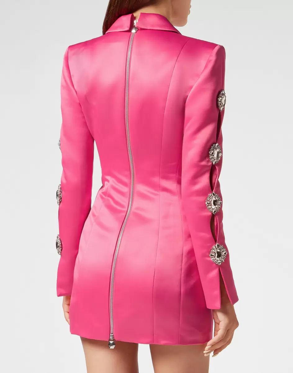Garantie Fuxia Duchesse Superfitted Dress Brooches Damen Philipp Plein Kleider - 2