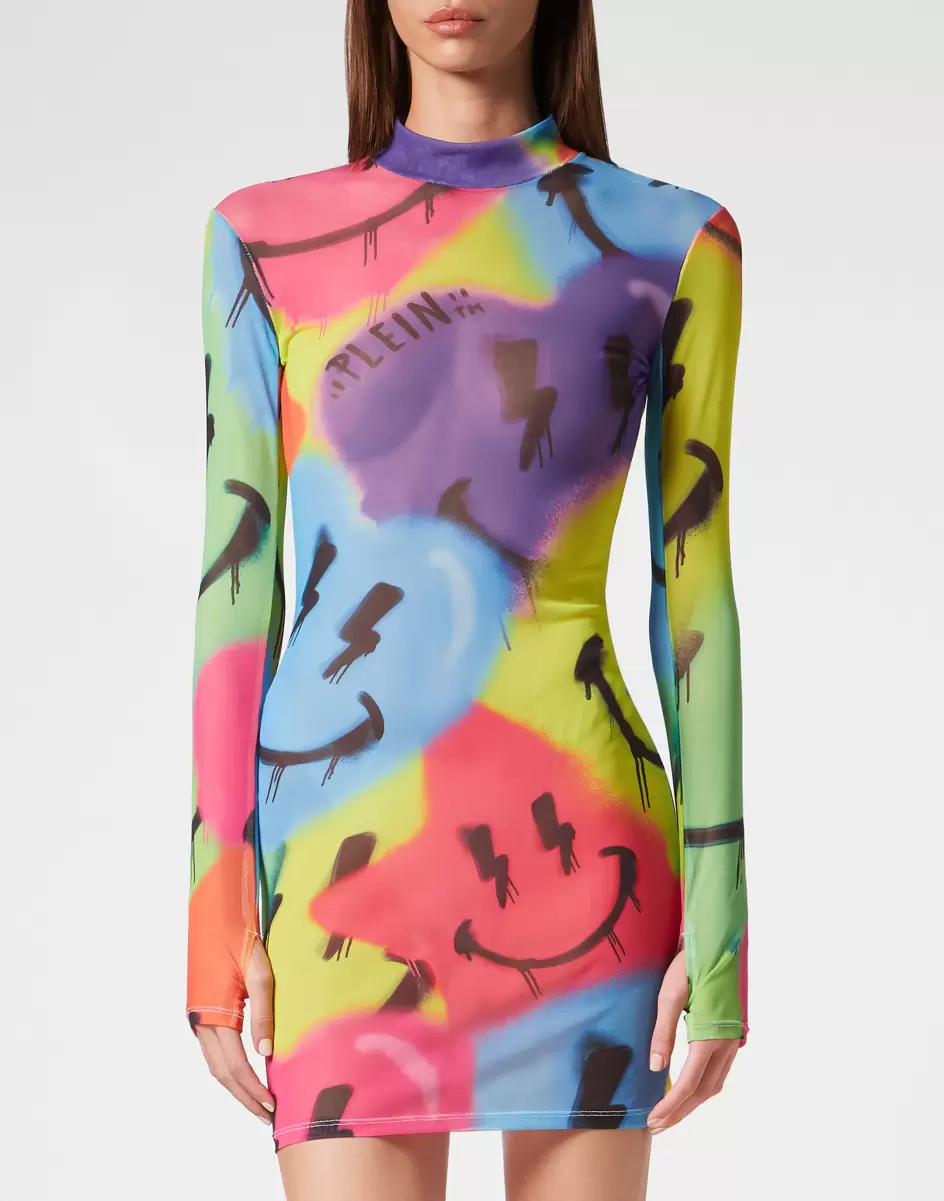 Kleider Damen Mini Dress Ls Smile Design Multicolor Philipp Plein - 1