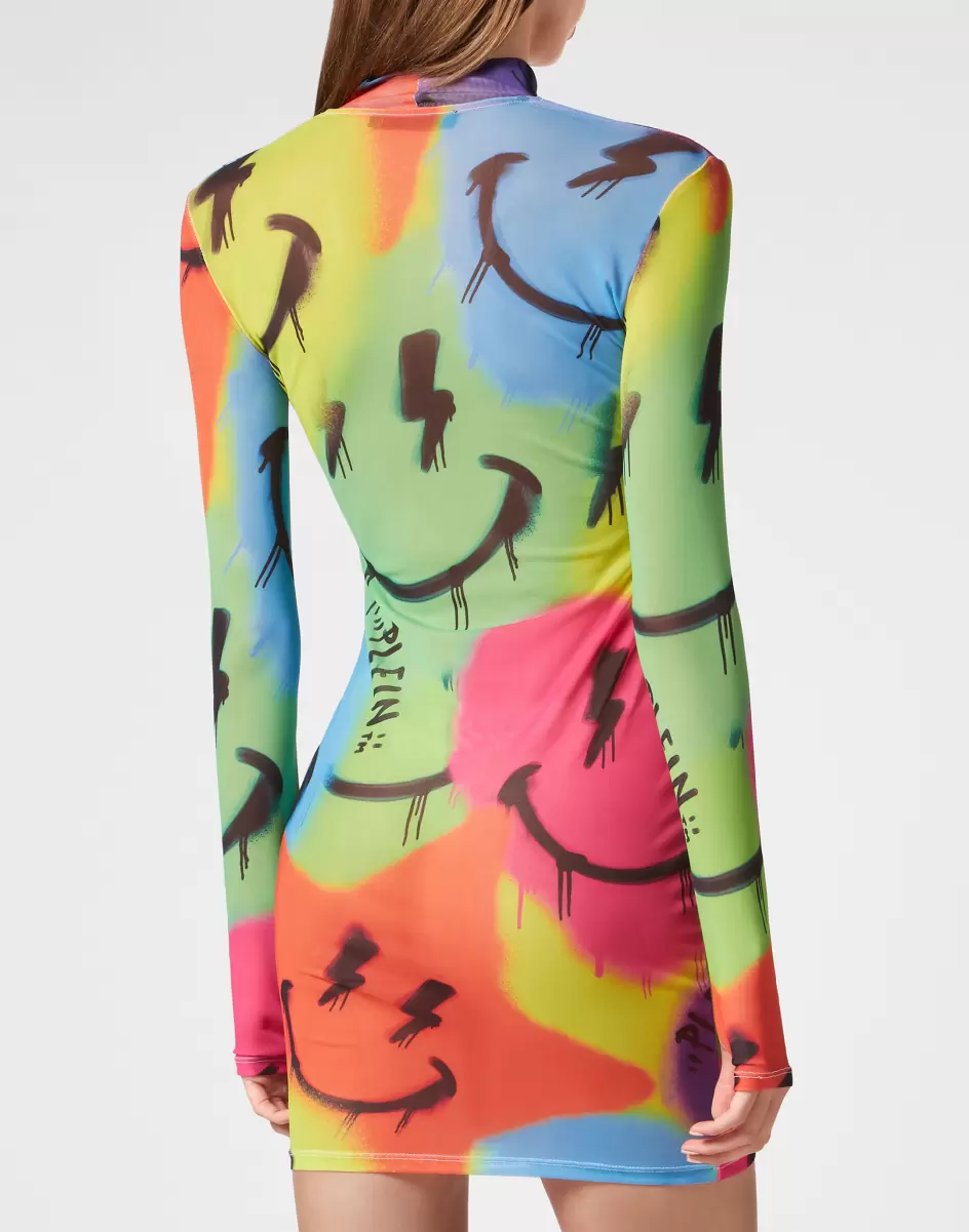 Kleider Damen Mini Dress Ls Smile Design Multicolor Philipp Plein - 2