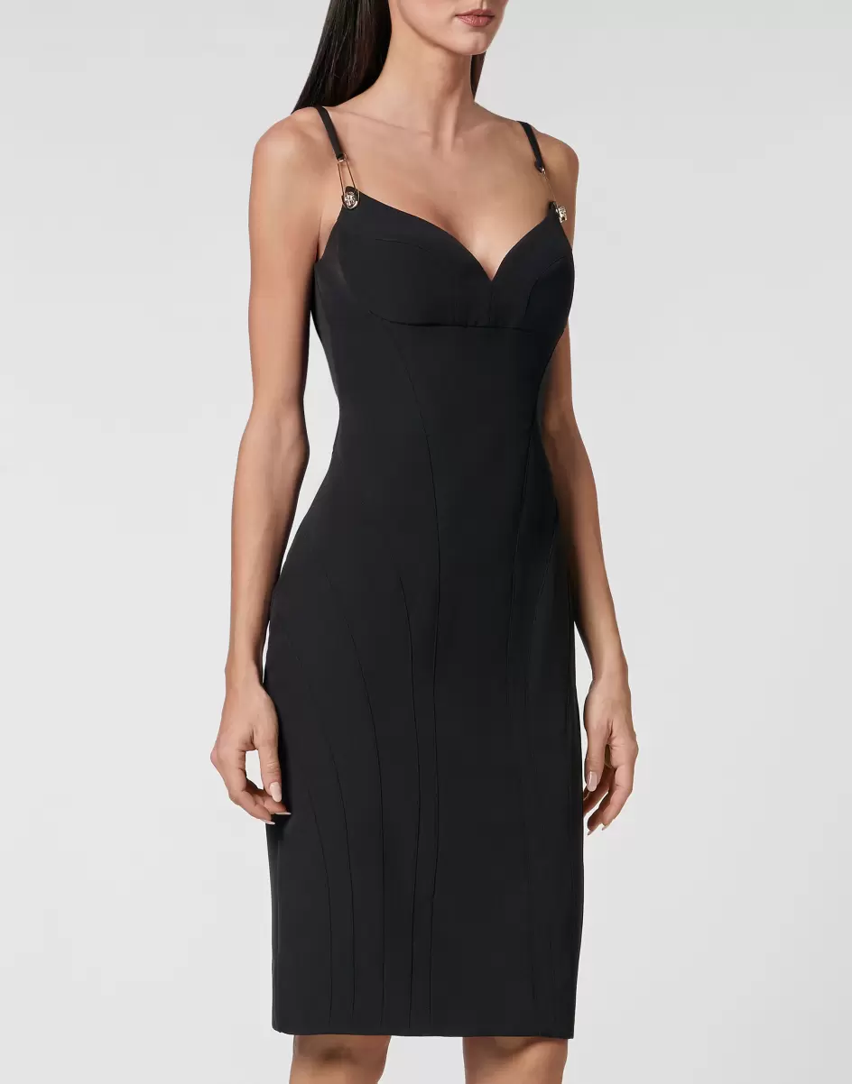 Markt Kleider Cut Midi Dress Damen Black Philipp Plein - 1