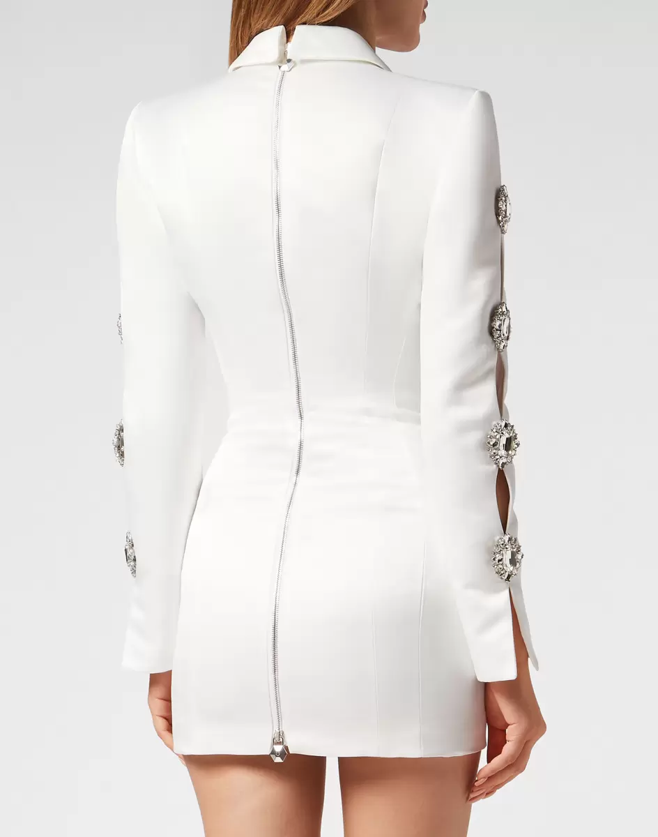 Philipp Plein Preis Kleider Duchesse Superfitted Dress Brooches White Damen - 2