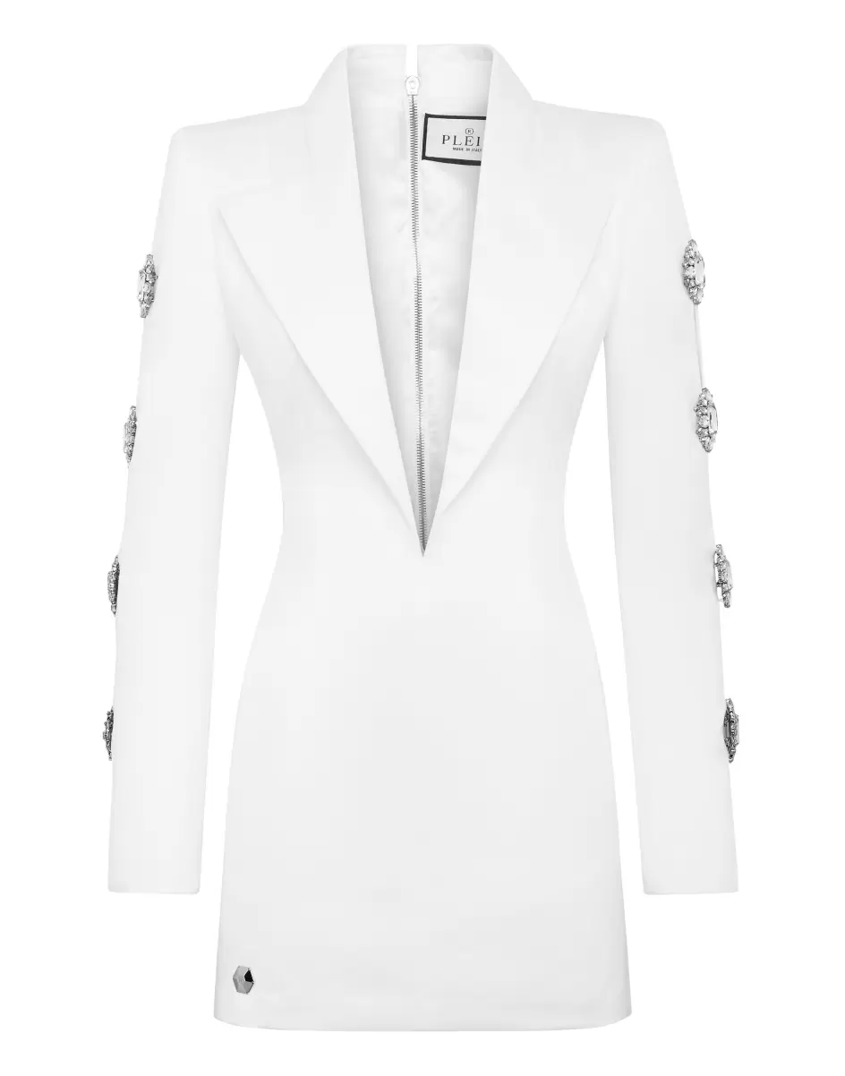 Philipp Plein Preis Kleider Duchesse Superfitted Dress Brooches White Damen