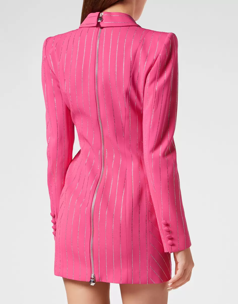 Fuxia Damen Kleider Cady Superfitted Dress Crystal Pinstripe Empfehlen Philipp Plein - 2