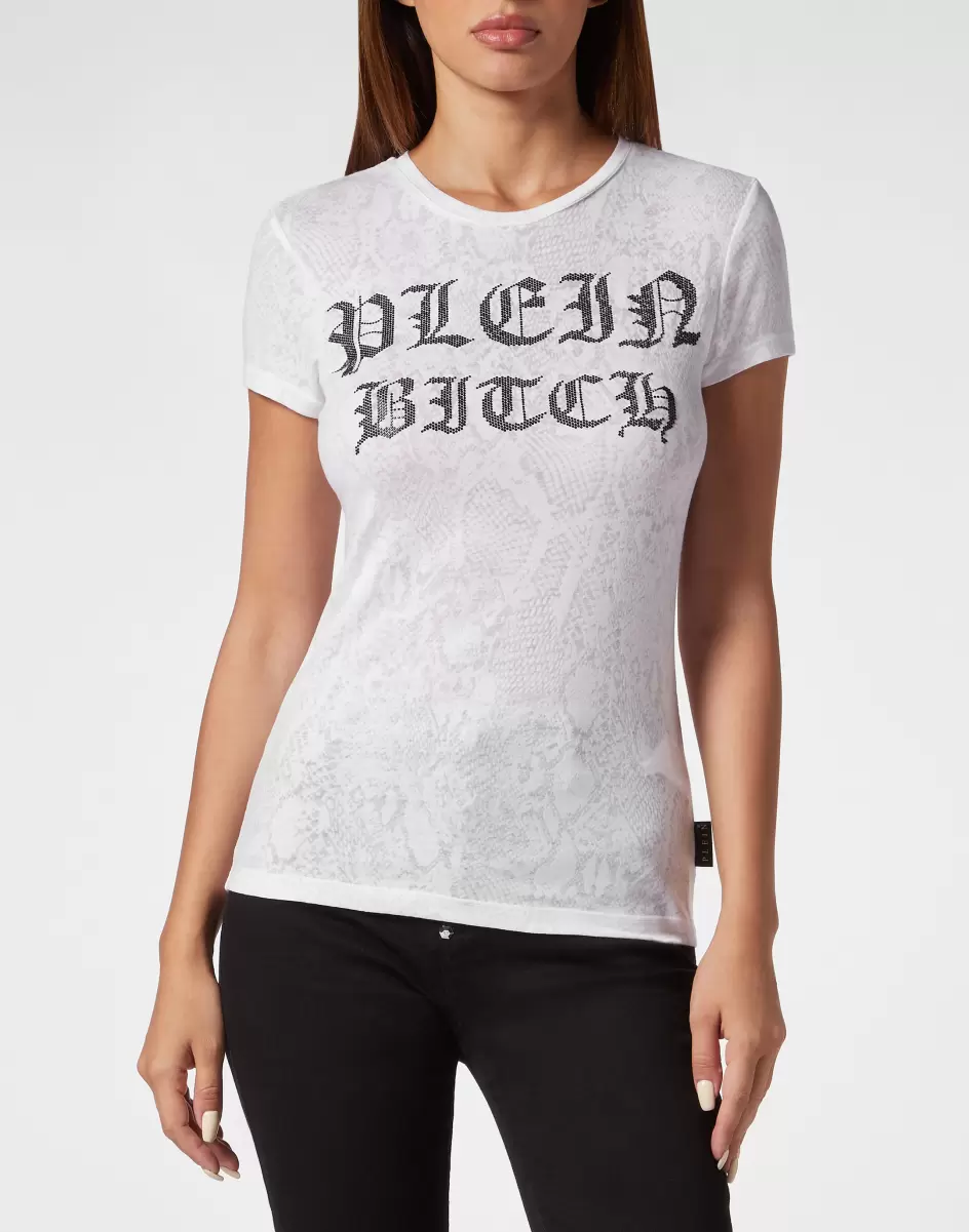 Damen White Burn Out T-Shirt Sexy Pure With Crystals Gothic Plein Philipp Plein T-Shirts & Poloshirts Produktstandard - 1