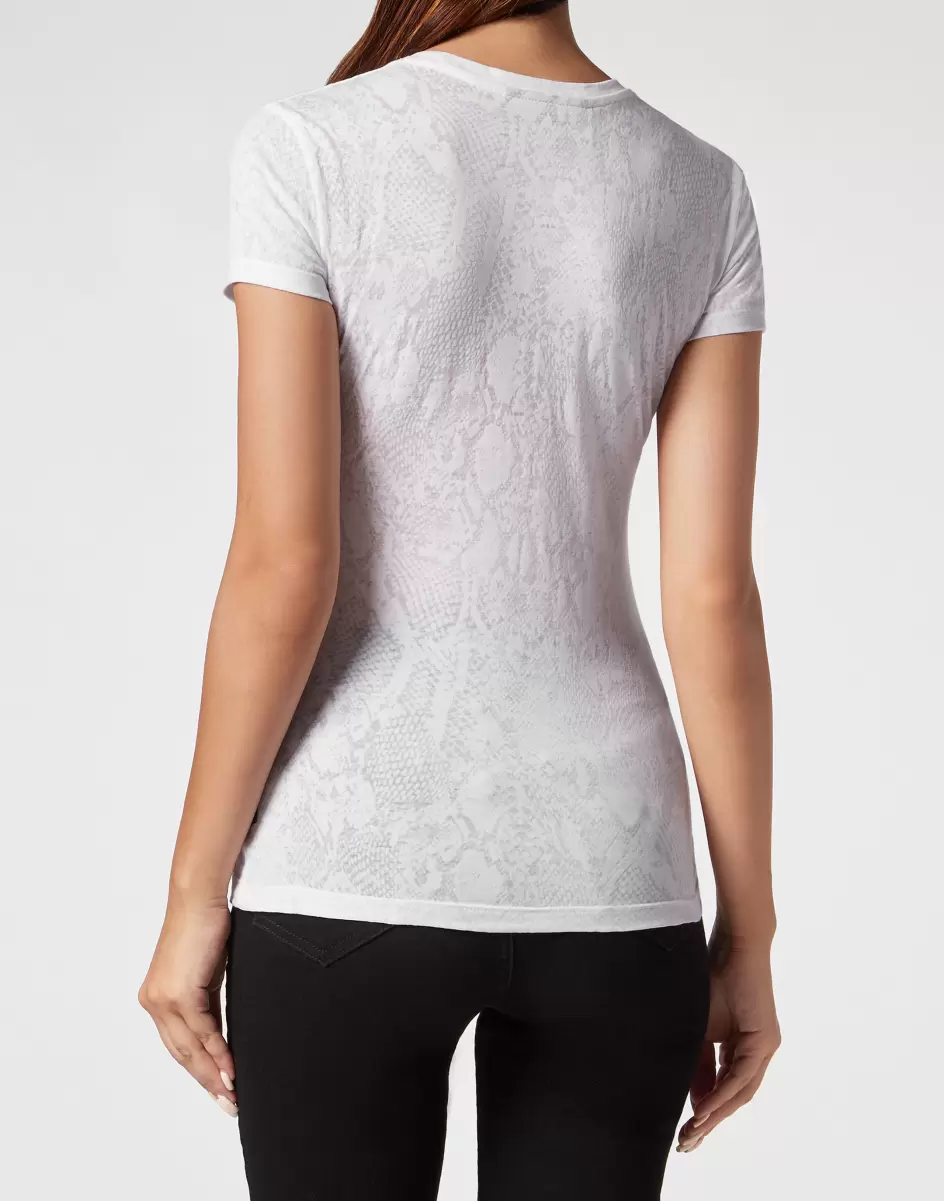 Damen White Burn Out T-Shirt Sexy Pure With Crystals Gothic Plein Philipp Plein T-Shirts & Poloshirts Produktstandard - 2