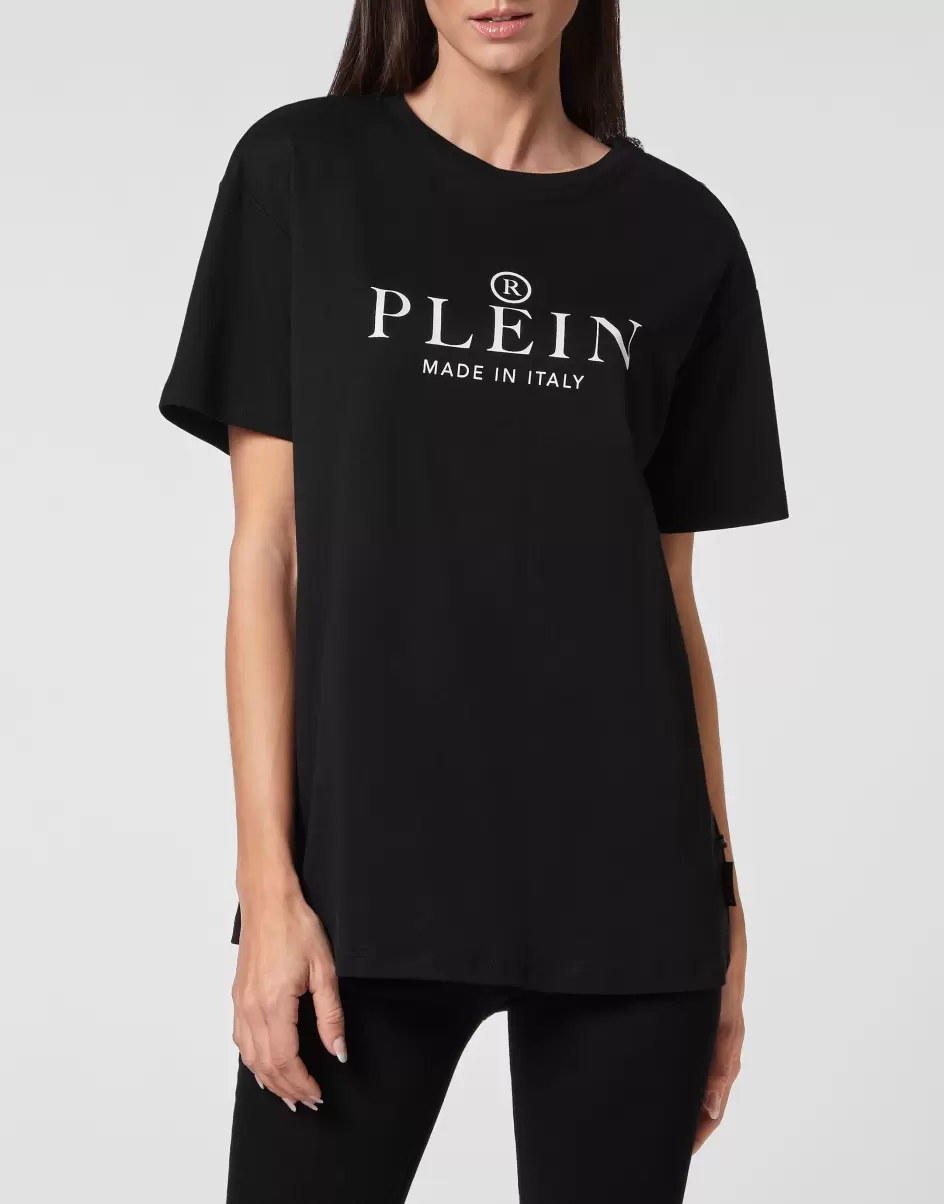 Damen Black T-Shirts & Poloshirts T-Shirt Man Fit Philipp Plein Tm Rabatt - 1