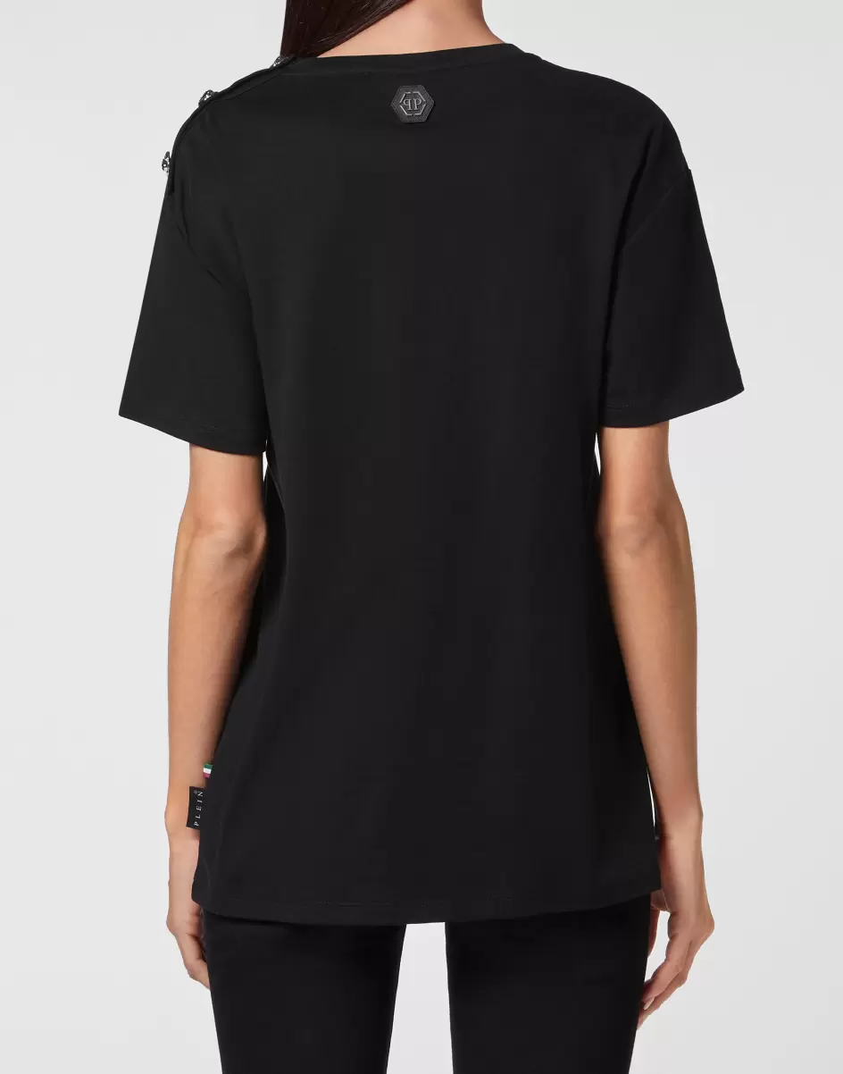 Damen Black T-Shirts & Poloshirts T-Shirt Man Fit Philipp Plein Tm Rabatt - 2