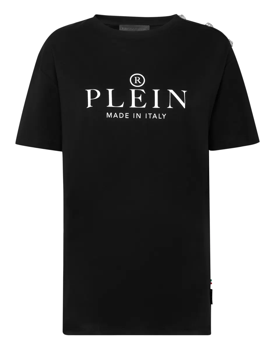 Damen Black T-Shirts & Poloshirts T-Shirt Man Fit Philipp Plein Tm Rabatt