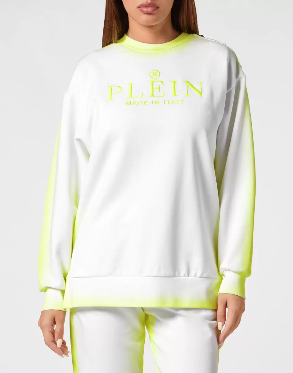 White Philipp Plein Produktzertifizierung Damen T-Shirts & Poloshirts Sweatshirt Round Neck Fluo - 1