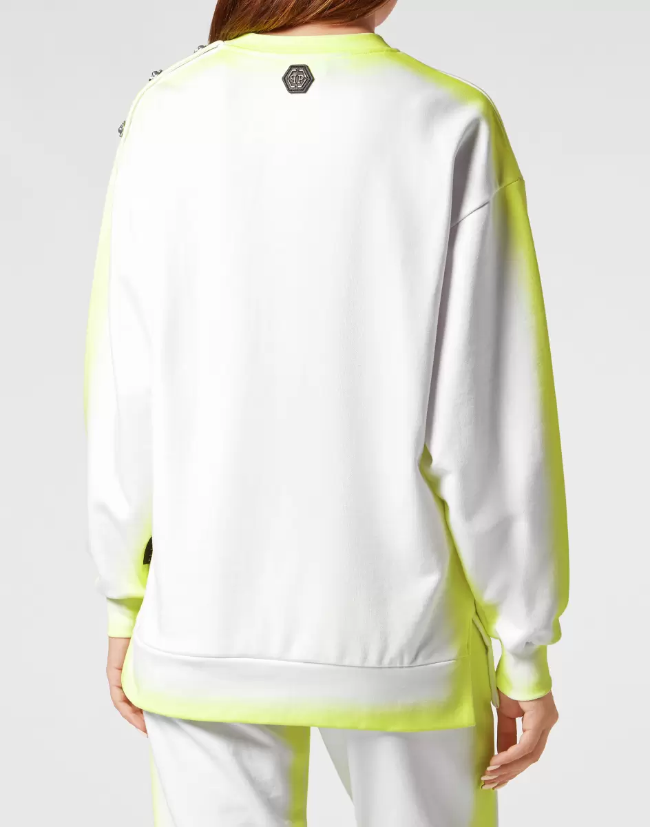 White Philipp Plein Produktzertifizierung Damen T-Shirts & Poloshirts Sweatshirt Round Neck Fluo - 2