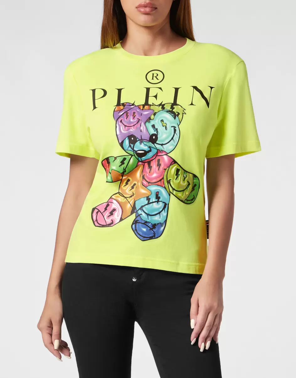 Philipp Plein Zuverlässigkeit Yellow Fluo Padded Shoulder T-Shirt Sexy Pure Smile T-Shirts & Poloshirts Damen - 1