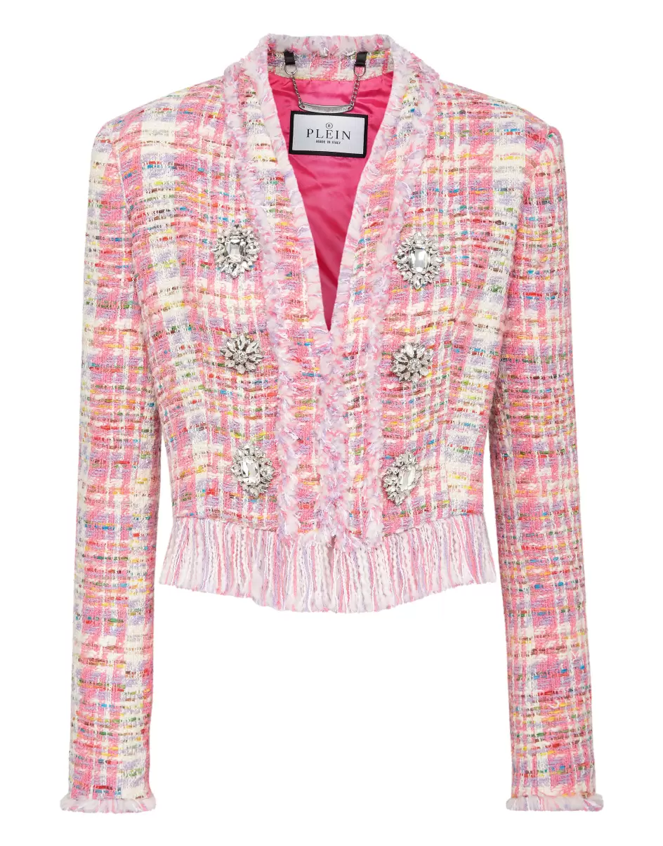 Blazer Damen Geschäft Bolero Tweed Rose / Pink Philipp Plein